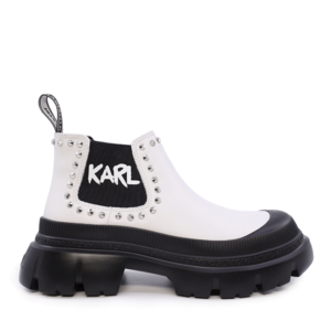 Ghete tip chelsea femei Karl Lagerfeld Trekka Max albe din piele  2056DG43531A