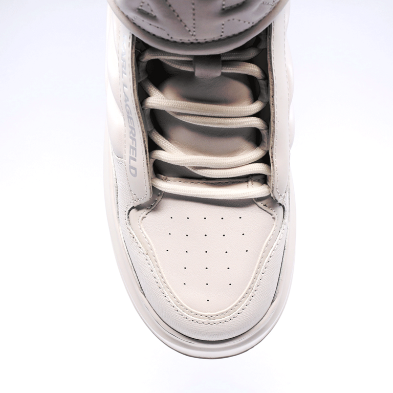 Sneakers high top femei Karl Lagerfeld albi din piele naturală 2056DG63555A
