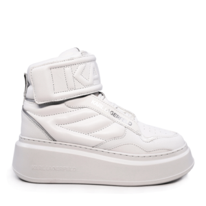Sneakers high top femei Karl Lagerfeld albi din piele naturală 2056DG63555A