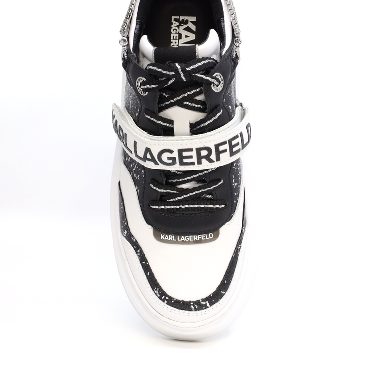 Sneakers femei Karl Lagerfeld albi din piele cu lant decorativ 2055dp63540a