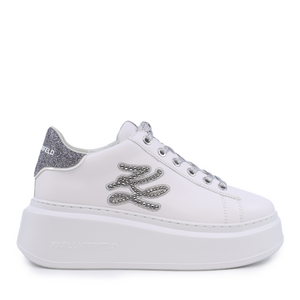 Sneakers femei Karl Lagerfeld albi din piele cu logo din ștrasuri 2055dp63535a
