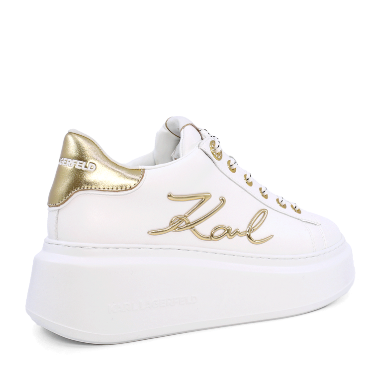 Sneakers femei Karl Lagerfeld Anakapri Signia albi cu auriu  din piele 2057DP63510AU