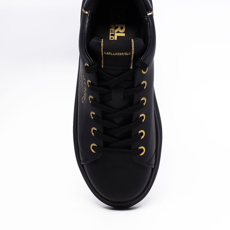 Sneakers femei Karl Lagerfeld Kapri Metal Maison negri din piele 2057DP62539N