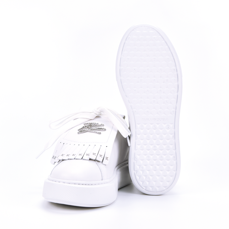 Sneakers femei Karl Lagerfeld Maxi Kup albi din piele cu logo metalic 2055DP62230A