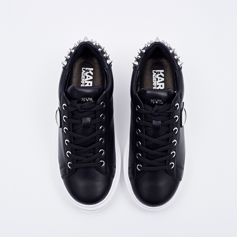 Sneakers femei Karl Lagerfeld negri din piele cu ținte metalice 2054DP62529NA