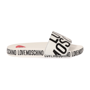 Șlapi femei Love Moschino albi cu logo și inimioară 2321DSL28032A
