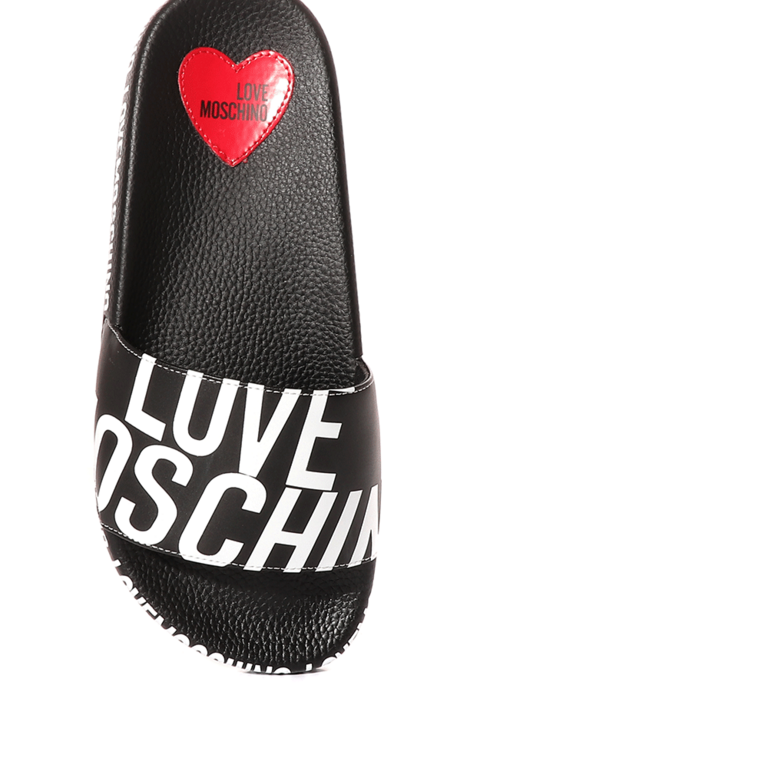 Șlapi femei Love Moschino negri cu logo și inimioară 2321DSL28032N