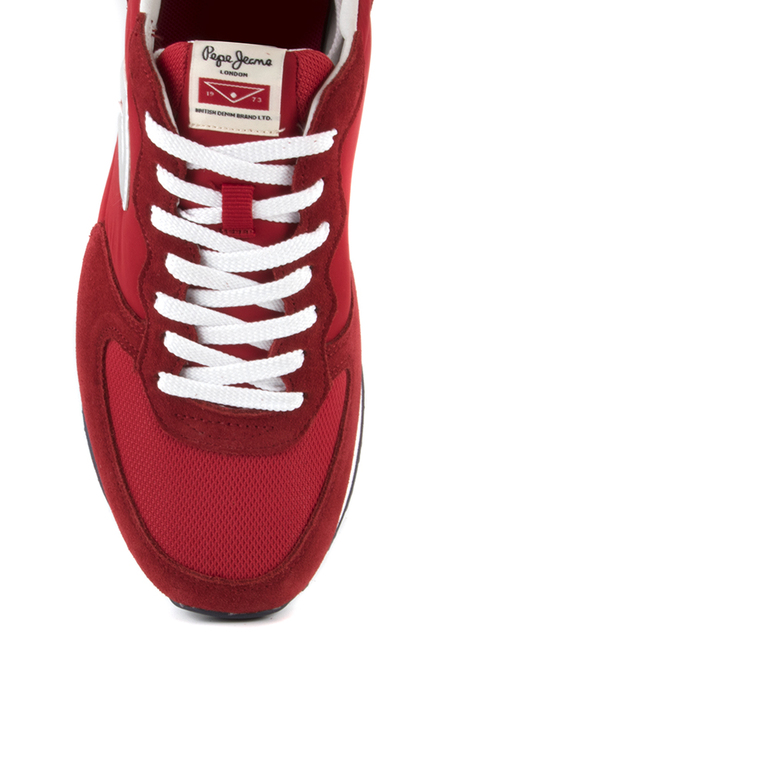 Pantofi sport barbati Pepe Jeans rosii din piele intoarsa 3199bps30592vr