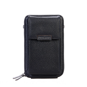 Poșetă crossbody femei Pierre Cardin neagră cu brand logo 7POSS123131N