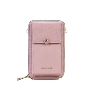 Poșetă crossbody femei Pierre Cardin roz pudră cu brand logo 7POSS123331RO