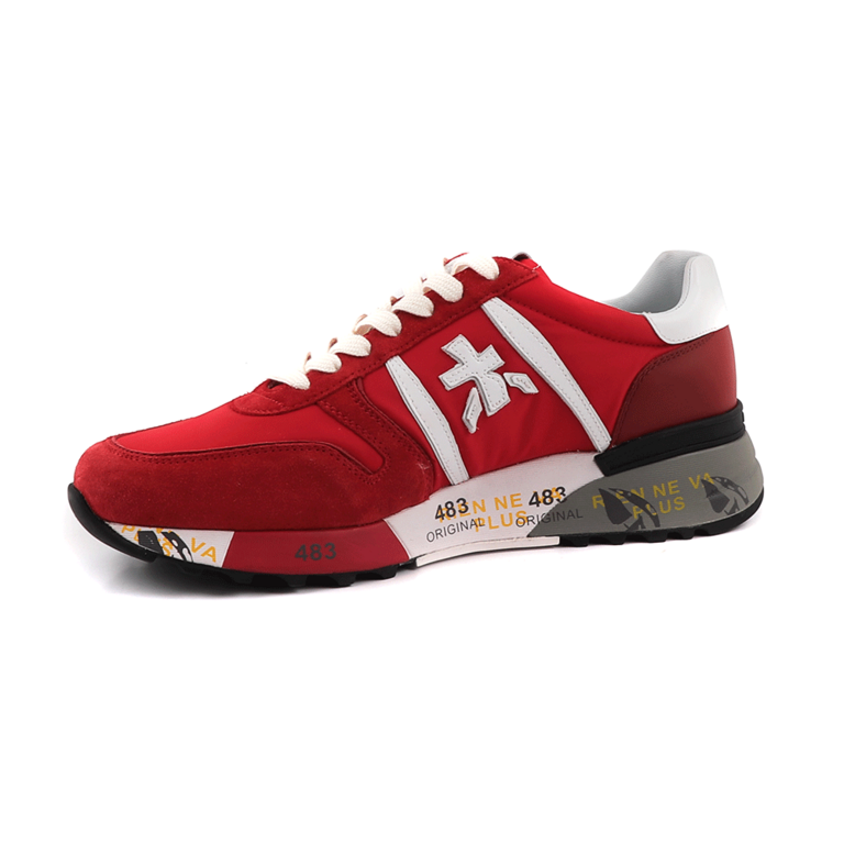 Pantofi sport bărbați Premiata Lander roșii cu alb din piele întoarsă 1691BP4562VR