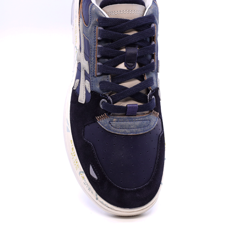 Sneakers bărbați Premiata Drake bleumarin din piele și textil 1696BP3040BL