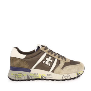 Sneakers bărbați Premiata Lander bej cu maro din piele și textil 1690BP7704M