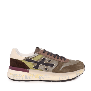 Sneakers bărbați Premiata Mick khaki din piele și textil 1690BP7717KA