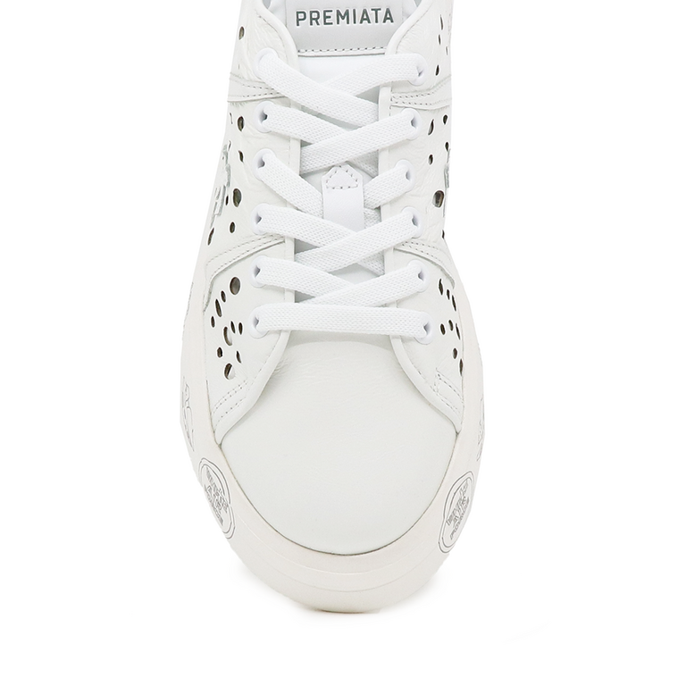 Sneakers femei PREMIATA belle albi din piele cu perforații 1693DPF5722A