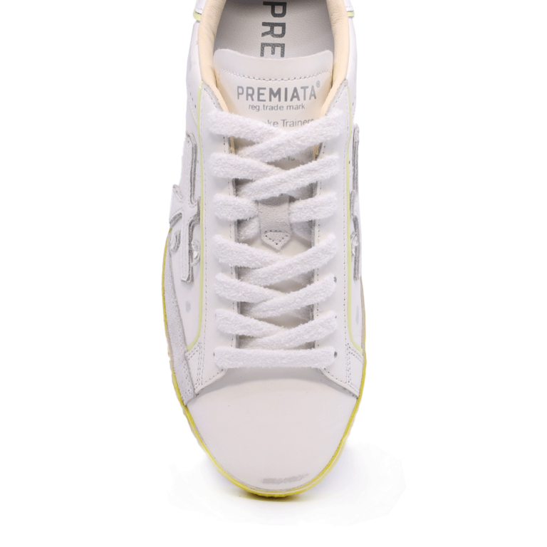 Sneakers femei Premiata  Steven-D albi din piele naturală cu aspect vintage 1697DP6668AV 