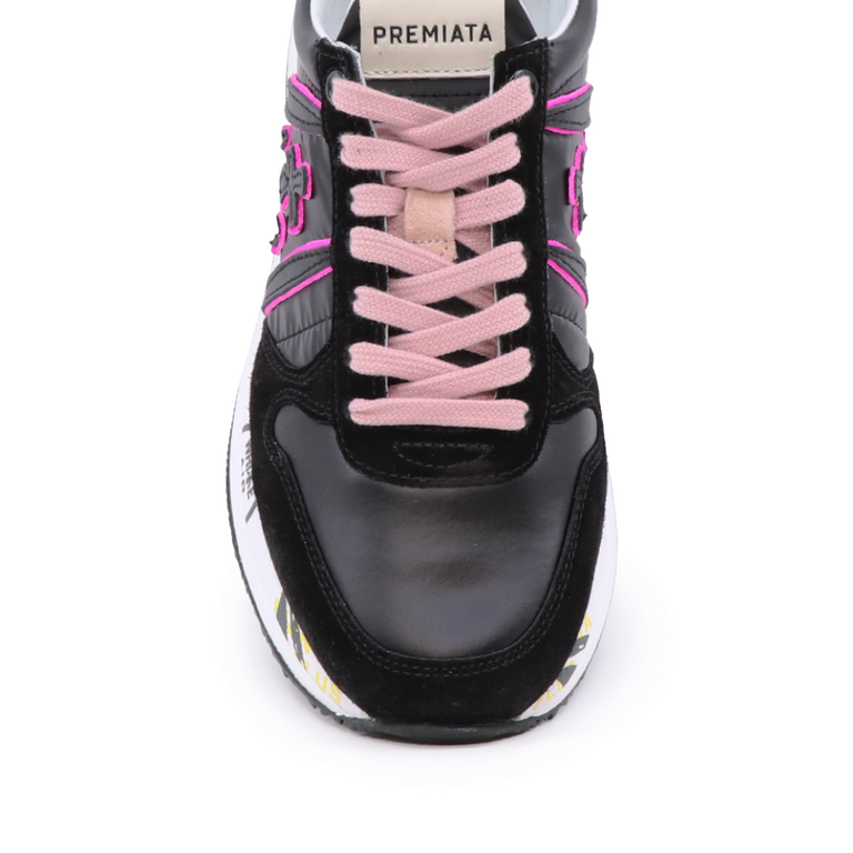 Sneakers femei Premiata Tris negri din piele 1694DP6050N