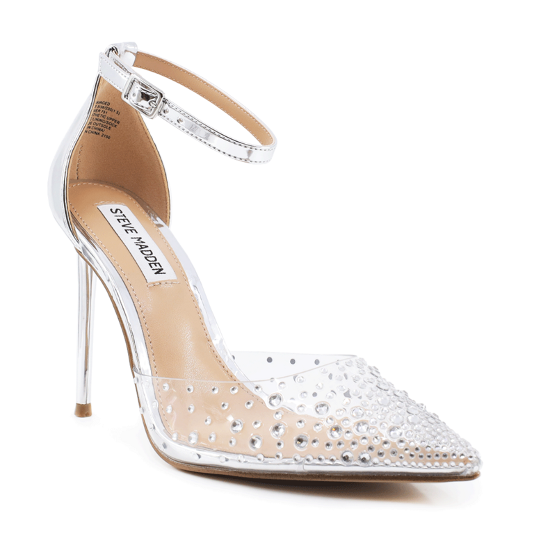 Pantofi tip stiletto femei Steve Madden RAVAGED argintii cu ștrasuri 1466DDRAVAGEDAG