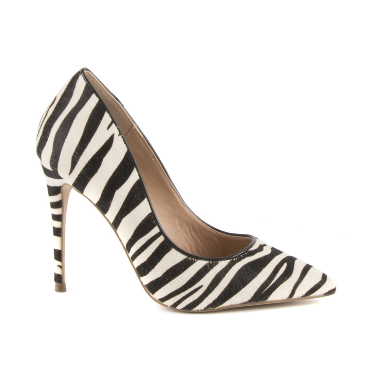 Pantofi femei Steve Madden zebra print din piele cu toc inalt 1468DPDAISIEZE