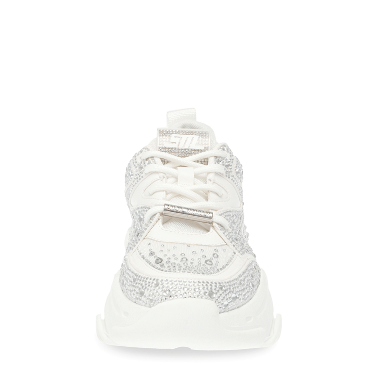 Sneakers femei Steve Madden Privy albi din material textil accesorizat cu ștrasuri  1467DPPRIVYA