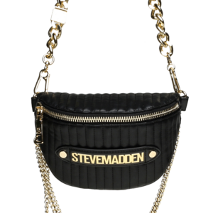 Poșetă tip borsetă femei Steve Madden neagră cu logo metalic 1666POSSBMIXYN