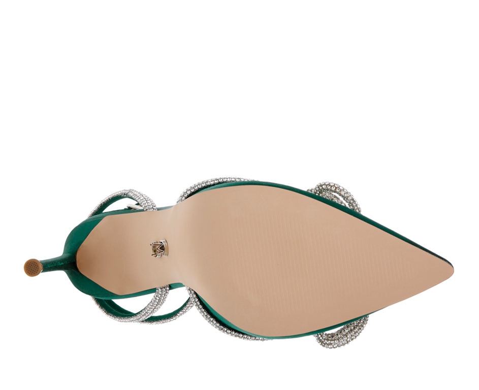 Pantofi slingback femei Steve Madden verzi din satin cu ștrasuri 1465dsviablev