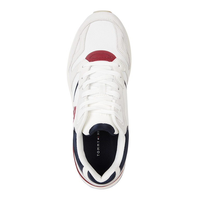 Sneakers bărbați Tommy Hilfiger albi din piele întoarsă cu logo lateral 3415BP4360A