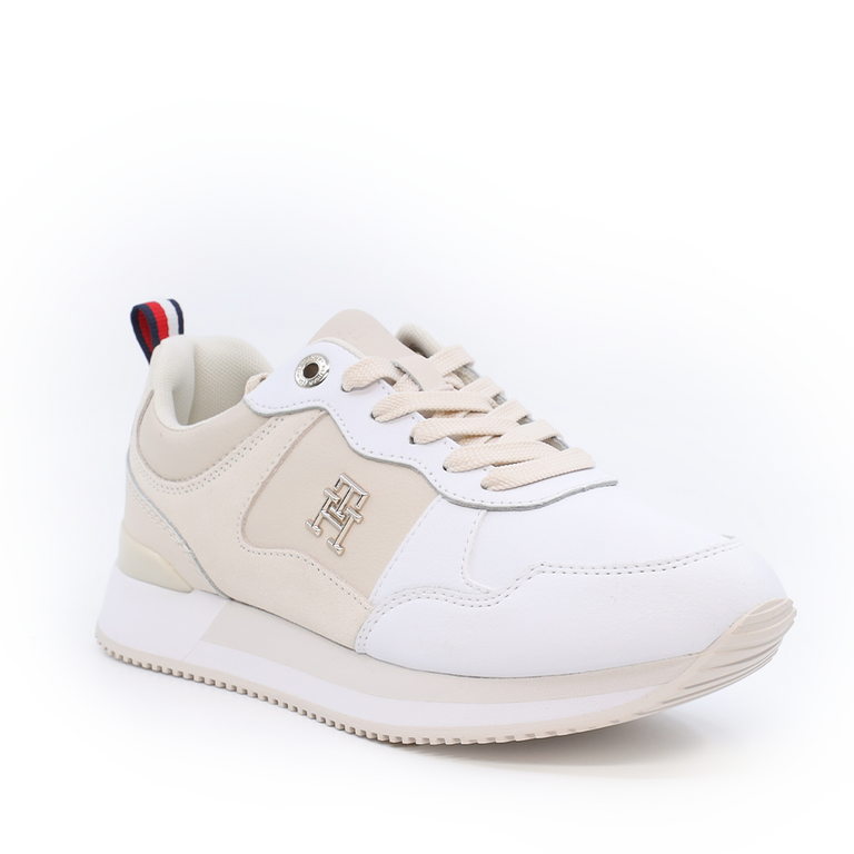 Sneakers femei Tommy Hilfiger albi din piele cu logo 3415DP6860A