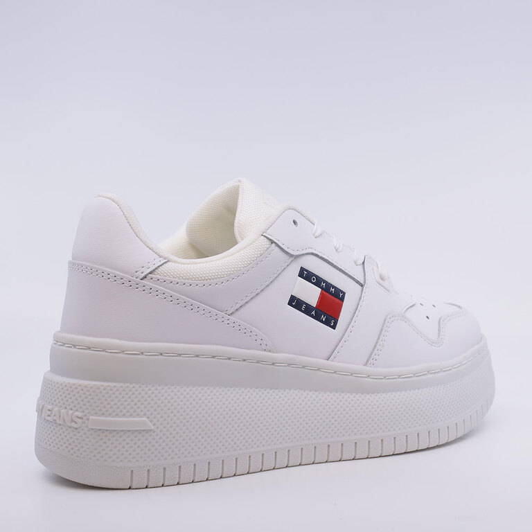 Sneakers femei Tommy Hilfiger albi din piele naturală cu logo lateral 3417DP2506A