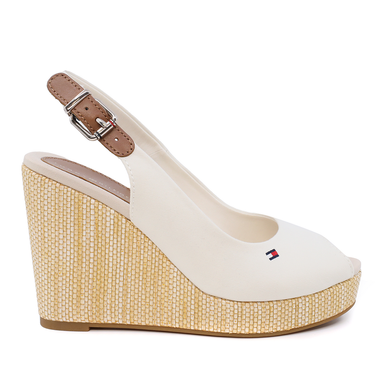 Sandale cu platformă femei Tommy Hilfiger albe din material textil 3415DS4789A