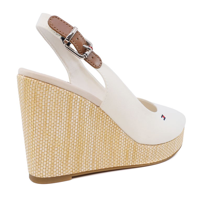 Sandale cu platformă femei Tommy Hilfiger albe din material textil 3415DS4789A