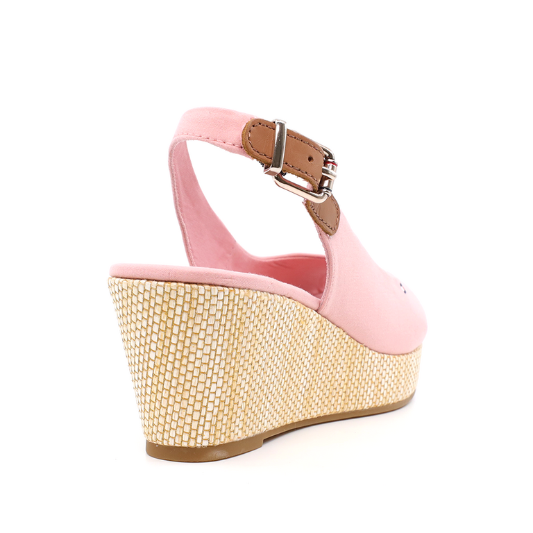 Sandale cu platformă femei Tommy Hilfiger roz din material textil 3415DS4788RO