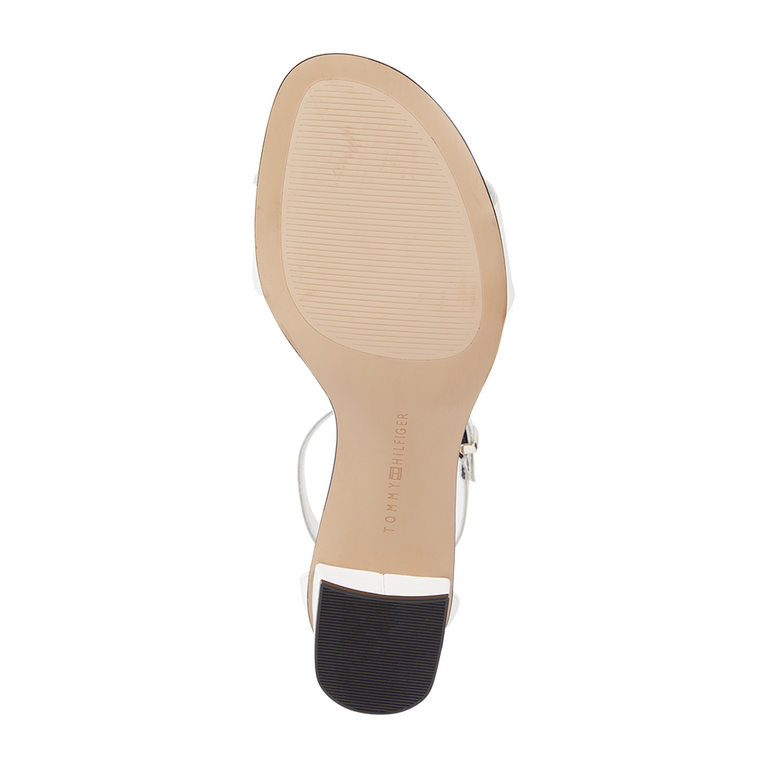 Sandale femei Tommy Hilfiger albe din piele  cu toc mediu 3413DS6300A