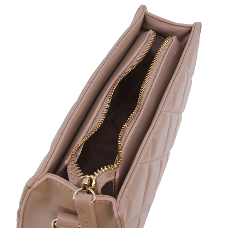Poșetă satchel femei Valentino bej cu aspect matlasat 1957POSS51O10BE