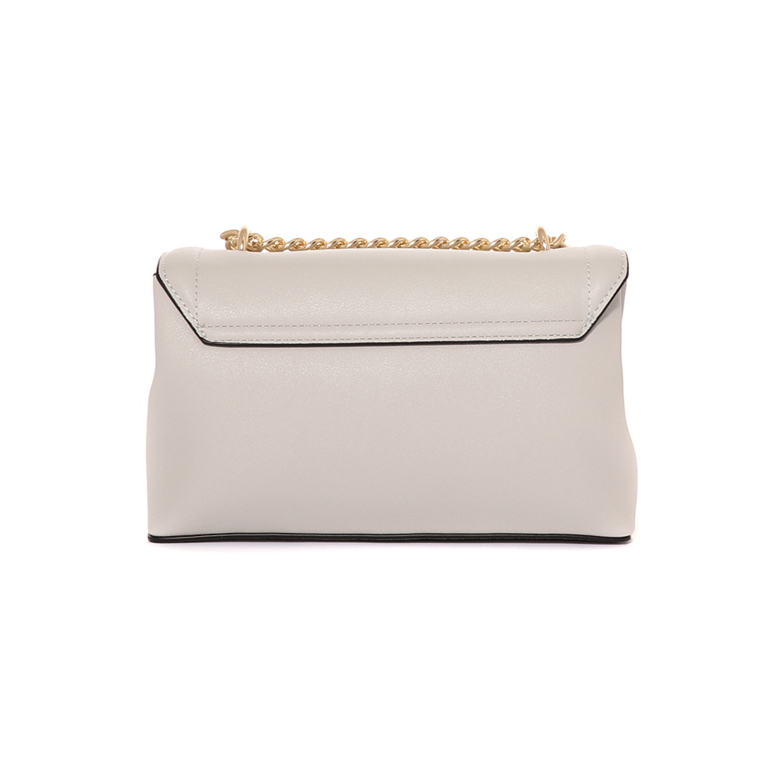 Poșetă satchel Valentino albă cu accesoriu metalic auriu 1951POSS55I04A