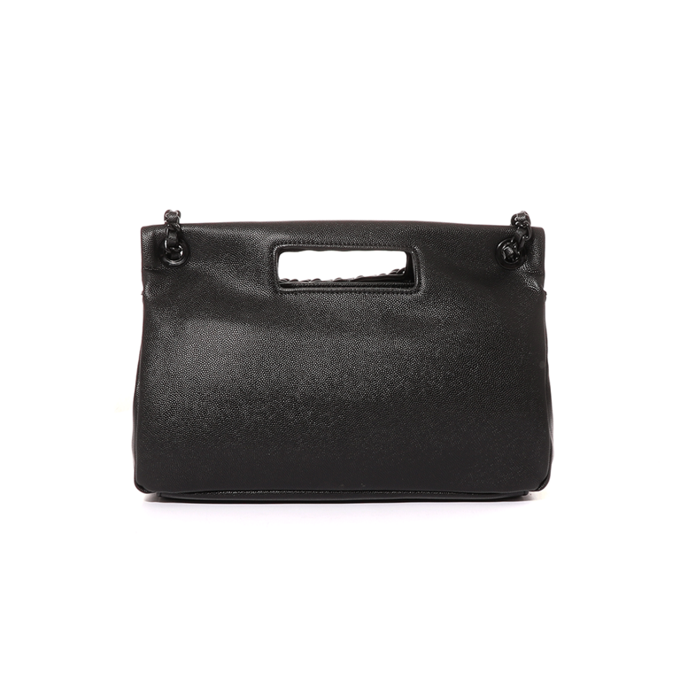 Poșetă satchel Valentino neagră cu mâner decupat 1951POSS5BK02N