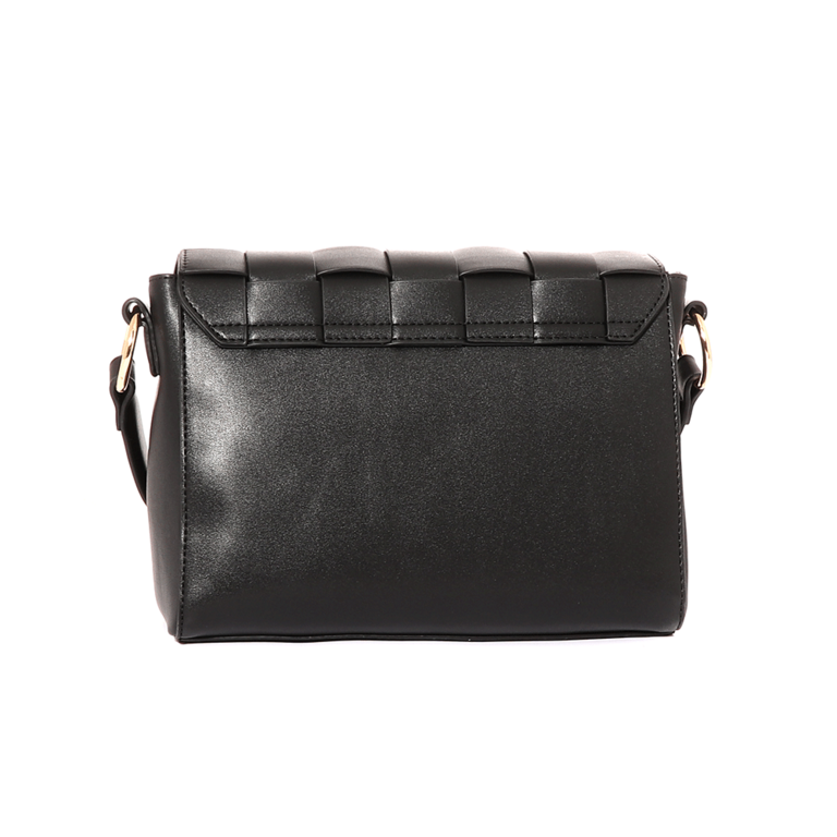 Poșetă satchel Valentino neagră cu model împletit 1951POSS5CW02N