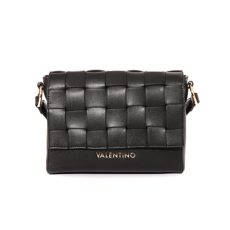 Poșetă satchel Valentino neagră cu model împletit 1951POSS5CW02N