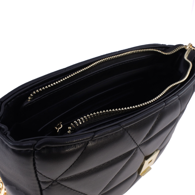 Poșetă satchel Valentino neagră din sintetic matlasat 1957POSS7LO05N