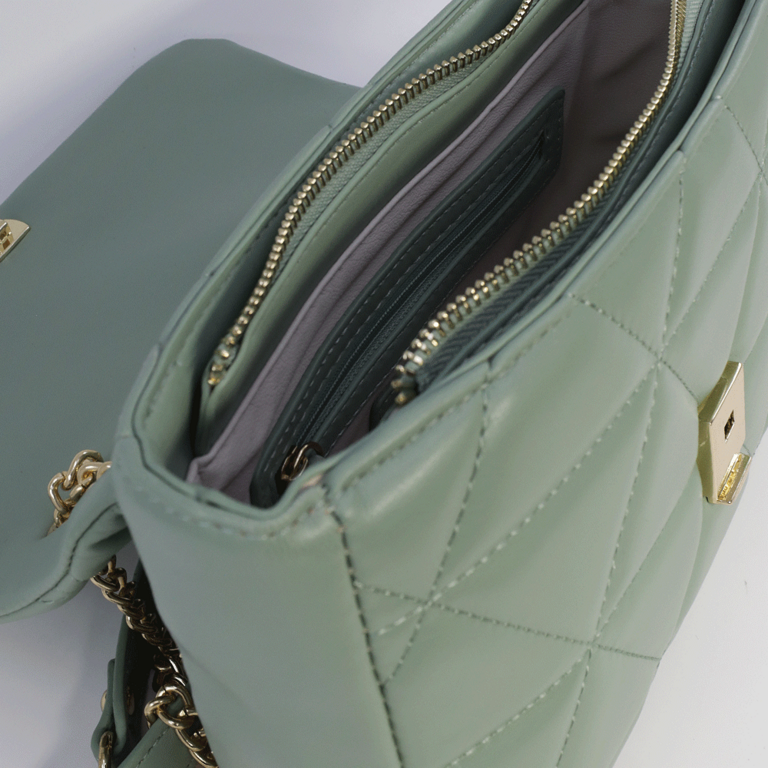 Poșetă satchel Valentino verde din sintetic matlasat 1957POSS7LO05V