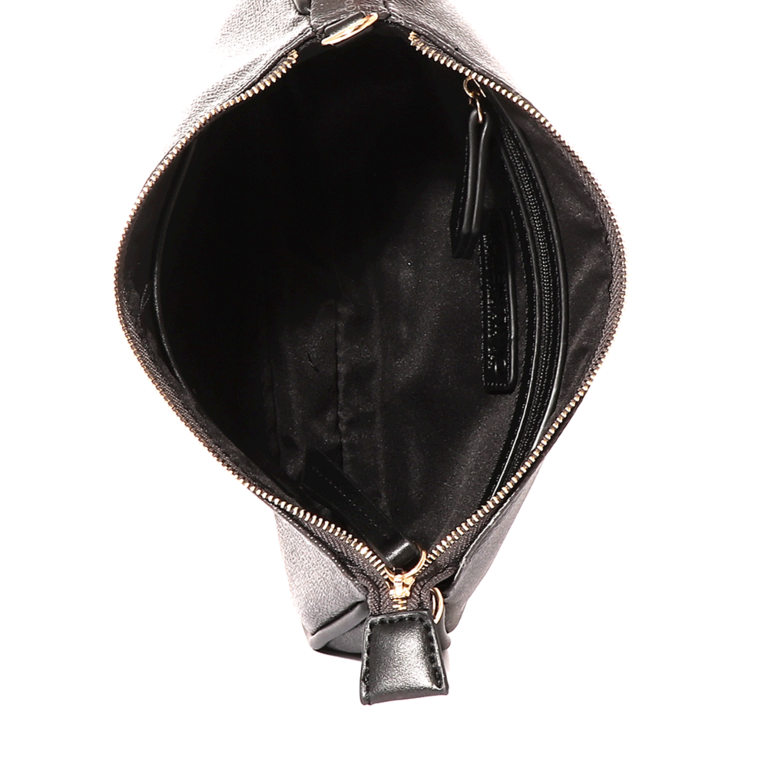 Poseta satchel femei Valentino neagra cu logo frontal 1951POSS3KG30N