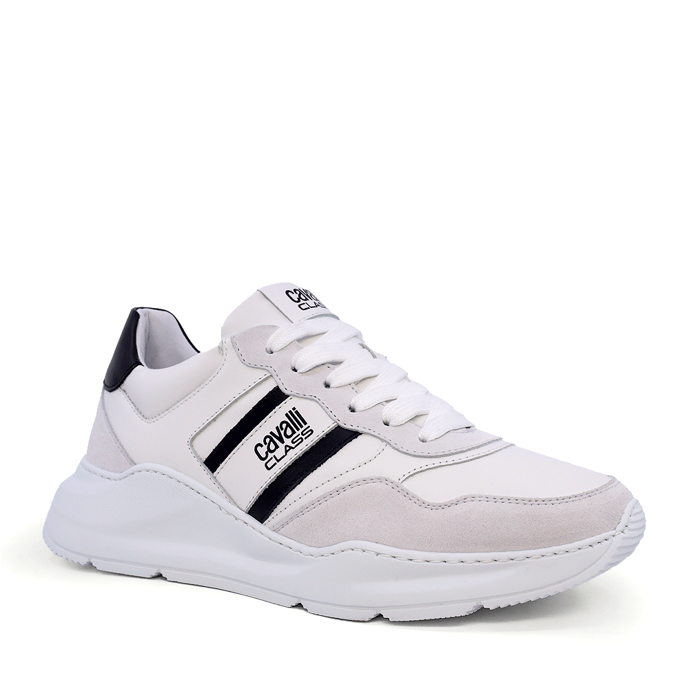 Sneakers barbati Cavalli Class albi din piele 3497BP24123A