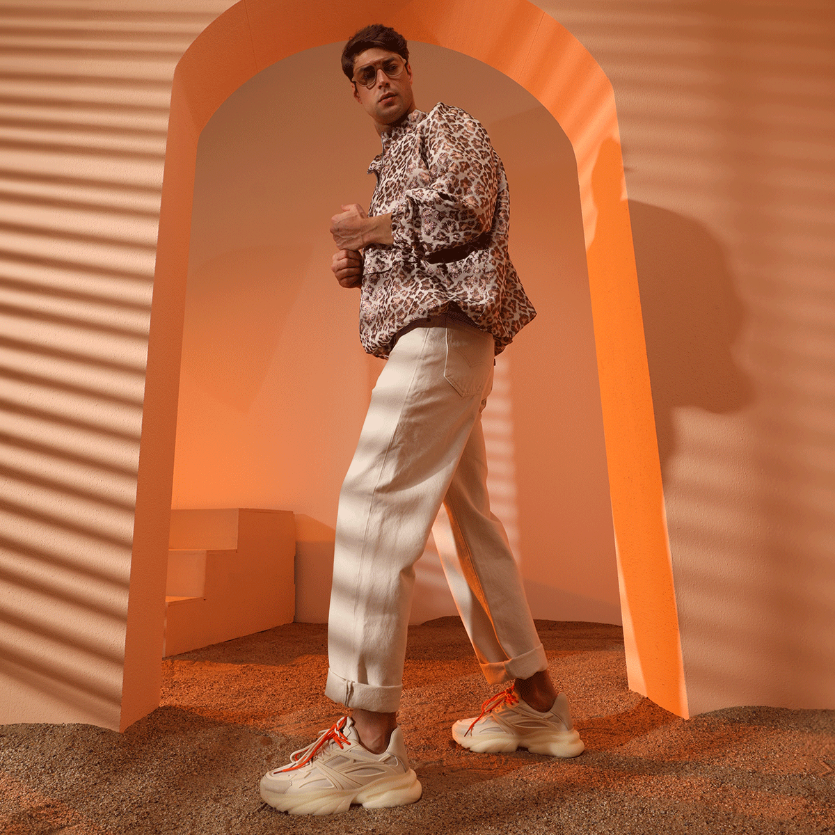Sneakers bărbați Enzo Bertini bej din piele naturală  și textil  3867BP431BE