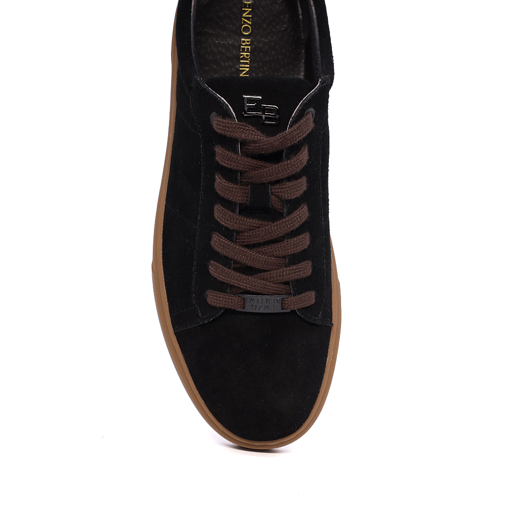 Sneakers bărbați Enzo Bertini Premium Collection negri din piele întoarsă 1647BP2110VN