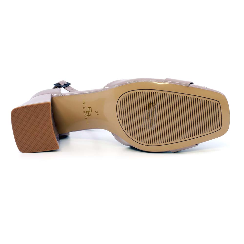 Pantofi cu element decorativ femei Enzo Bertini taupe din piele lăcuită cu toc 1129DD2406LTA