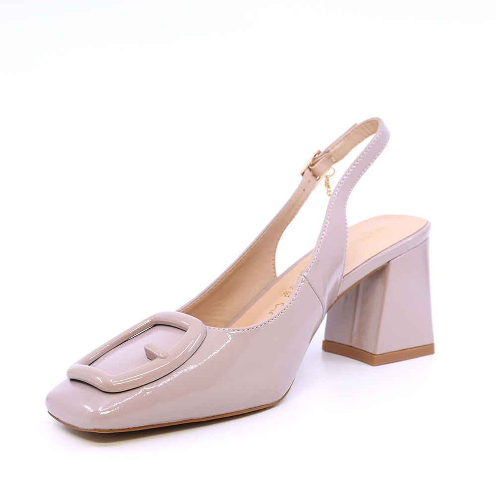 Pantofi slingback femei Enzo Bertini bej din piele lăcuită  1119DD2412LBE
