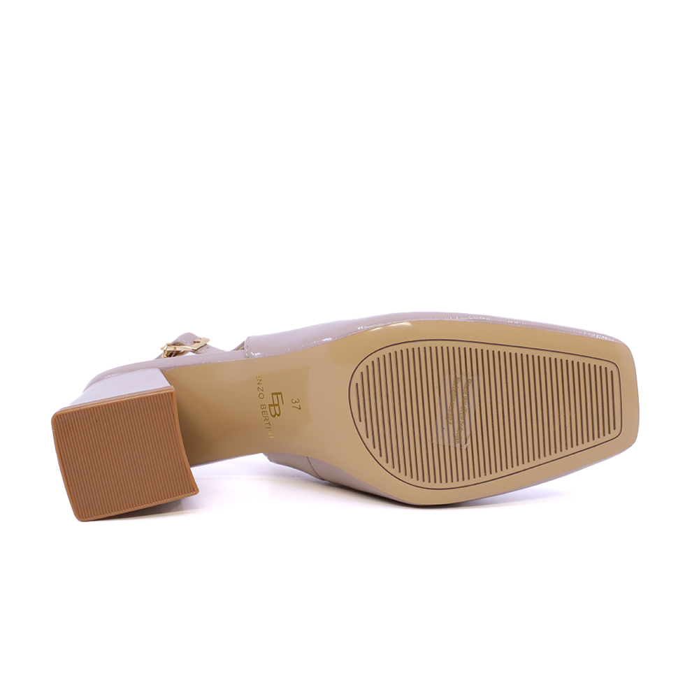 Pantofi slingback femei Enzo Bertini bej din piele lăcuită  1119DD2412LBE