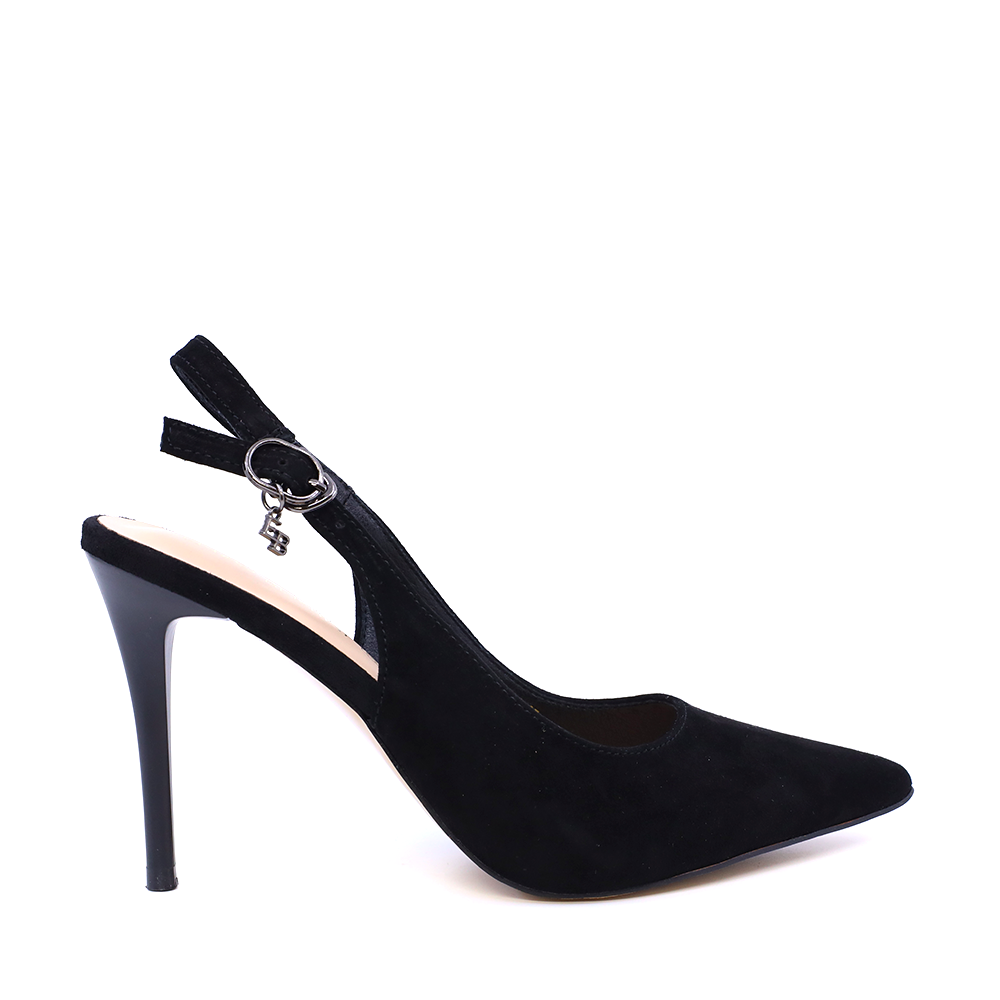 Pantofi stiletto slingback femei Enzo Bertini negri din piele întoarsă   1119DD2336VN