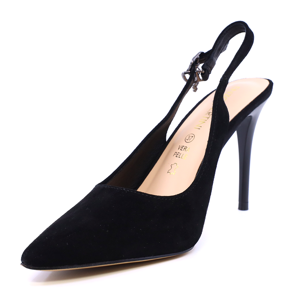 Pantofi stiletto slingback femei Enzo Bertini negri din piele întoarsă   1119DD2336VN