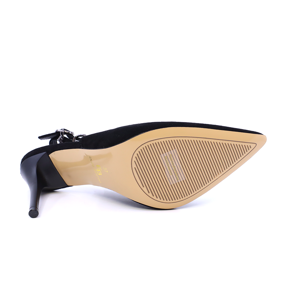 Pantofi stiletto slingback femei Enzo Bertini negri din piele întoarsă   1119DD2336VN